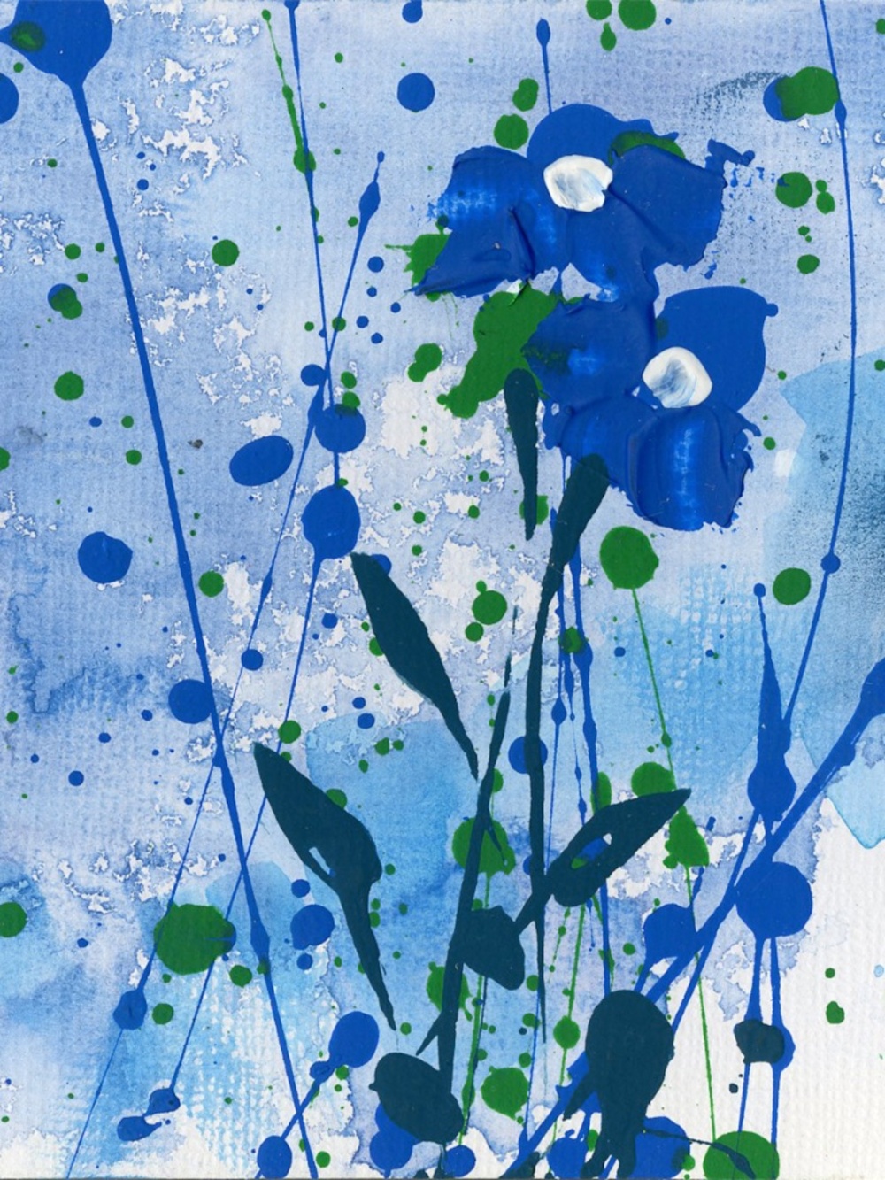 Original Acrylic Floral Paintings on art panel - Dreaming In Blue 20